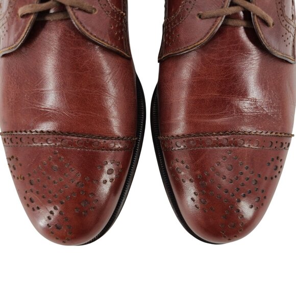 Aldo Brue Italy Cognac Brown Leather Dress Shoes Mens 7.5 Cap-toe Derby Oxfords main image 10